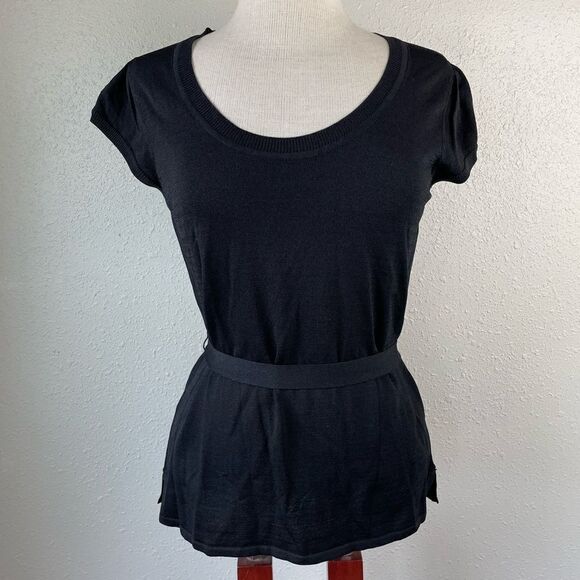 NWT Evie Black Short Sleeve Stretch Fit Top Size M - Picture 1 of 7